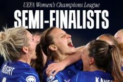 女足欧冠：切尔西3-0战胜曼城总比分3-2逆转晋级四强将迎战巴萨