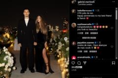 马丁内利女友晒婚讯，两人正式订婚