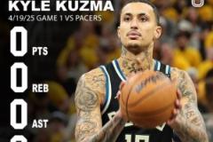 库兹马季后赛仅出战22分钟五项数据全零 追平NBA历史纪录