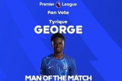替补登场进球，英超官方：乔治获切尔西2-1富勒姆球迷票选最佳球员
