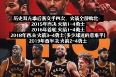 勇火季后赛交手历史：勇士4轮系列赛全胜 新火箭能否打破魔咒？