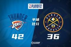 凌晨打铁声刺耳！雷霆半场领先掘金6分 双方三分命中率仅3成 罚球命中率仅45%